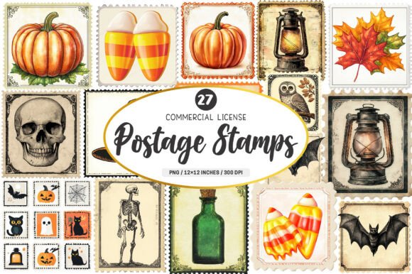 Download Halloween Postage Stamps Clipart Png - Postage stamps Collection