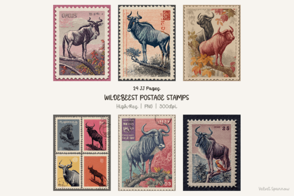 Download Wildebeest Postage Stamps 24 Png - Postage stamps Collection