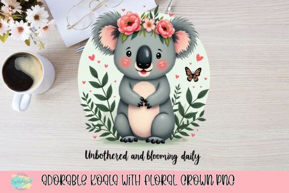 Download Adorable Koala with Floral Crown PNG - Premium Resources