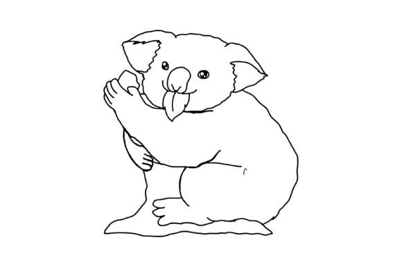 Download Adorable Koala Eating a Leaf Line Art - Adorable koala Collection