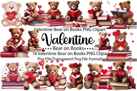 Download Valentine Bear on Books PNG Bundle - Premium Resources