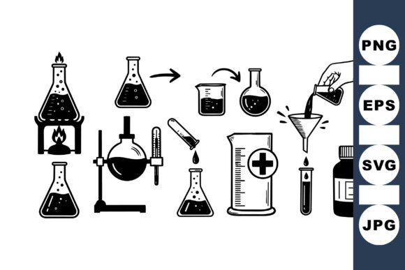 Download Vintage Chemistry Lab Clipart Set - Lab clipart Collection