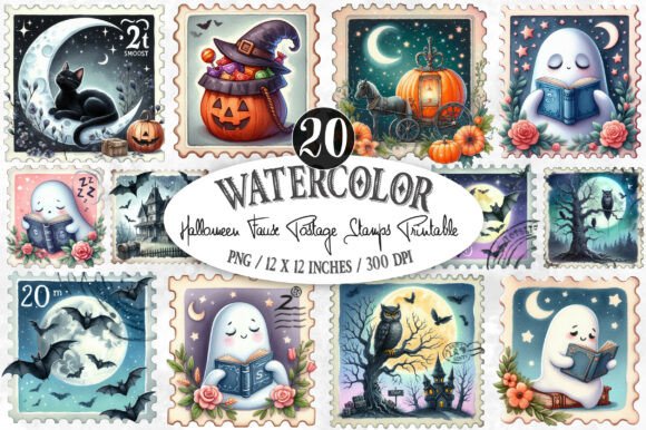 Download Halloween Faux Postage Stamps Printable - Postage stamps Collection