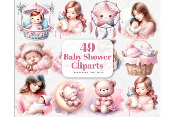 Download Pink Girl Baby Shower PNG Clipart - Baby shower png Collection