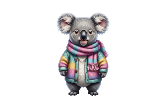 Download Adorable Koala in Colorful Knit Outfit - Premium Bundle