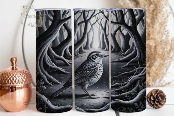Download Monochrome Forest Bird 20oz Tumbler Wrap - Forest bird Collection