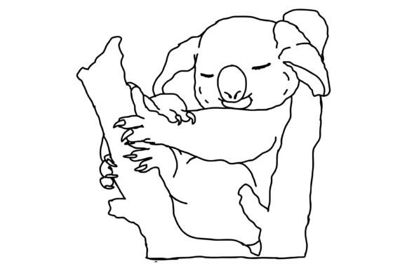 Download Adorable Koala Sleeping Line Art Vector - Adorable koala Collection