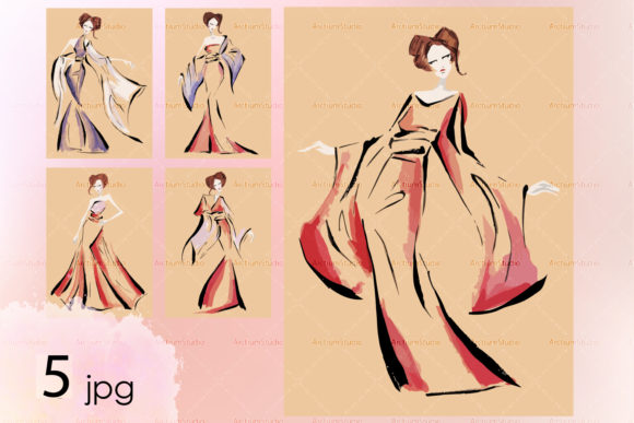 Download Fashion Geisha Illustration Set - Fashion Collection
