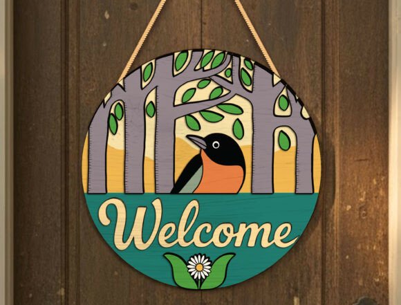 Download Forest Bird Welcome Layered Door Sign - Forest bird Collection