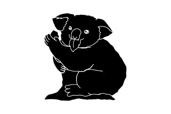 Download Adorable Koala Eating a Leaf Silhouette - Adorable koala Collection