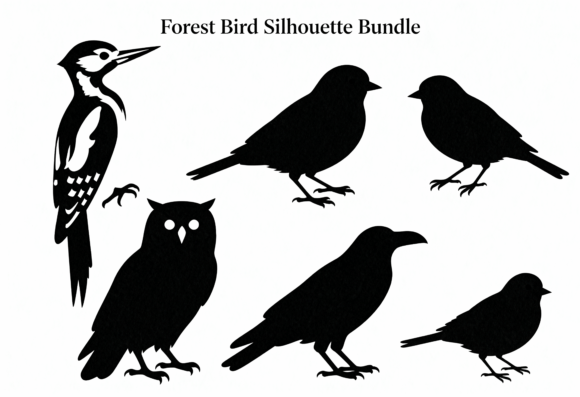 Download Forest Bird Silhouettes Clipart Bundle - Forest bird Collection