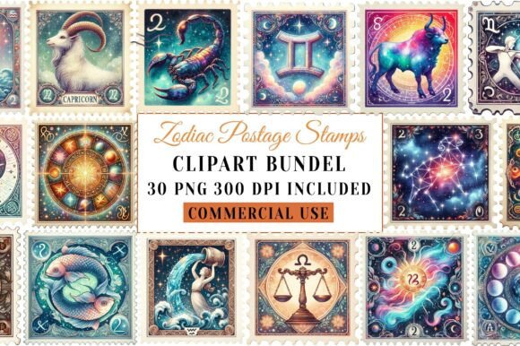 Download Zodiac Postage Stamps Clipart - Postage stamps Collection